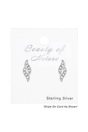 Sterling Silver Twisted Ear Studs With Cubic Zirconia - SS
