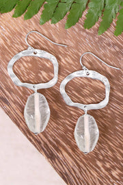Clear Murano Glass & Freeform Drop Earrings - SF