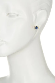 London Blue Crystal 8mm 4 Prong Post Earrings - GF