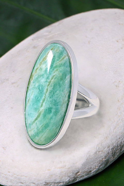 Amazonite Oval Cabochon Ring - SF