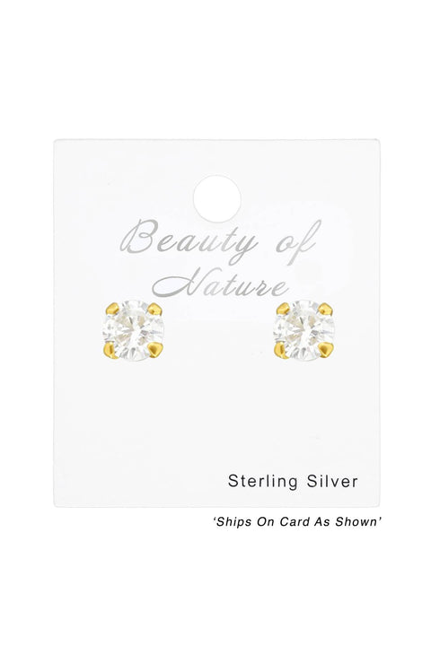 Sterling Silver Round 3mm Ear Studs With Cubic Zirconia - VM
