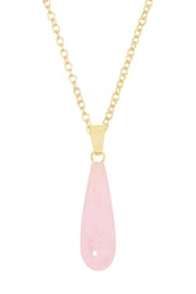 Rose Quartz Pear Cut Pendant Necklace - GF