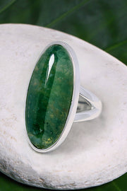 Moss Agate Oval Cabochon Ring - SF