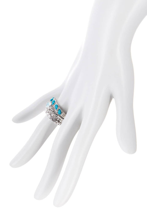 Turquoise & CZ Stack Ring Set - SF