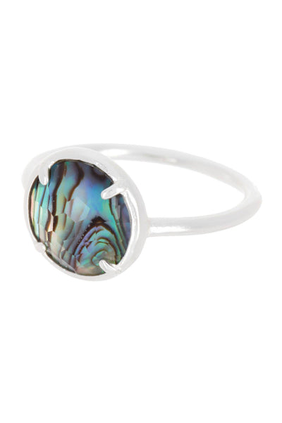 Abalone Quartz Doublet Round Ring - SF