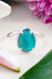Blue Mother Of Pearl Pear Cut Ring - SF