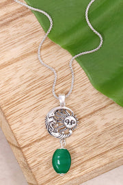 Green Murano Glass With Sun & Moon Pendant Necklace - SF