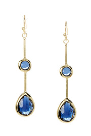 London Blue Crystal Pendulum Earrings - GF