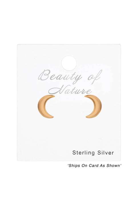 Sterling Silver Moon Ear Studs - RG