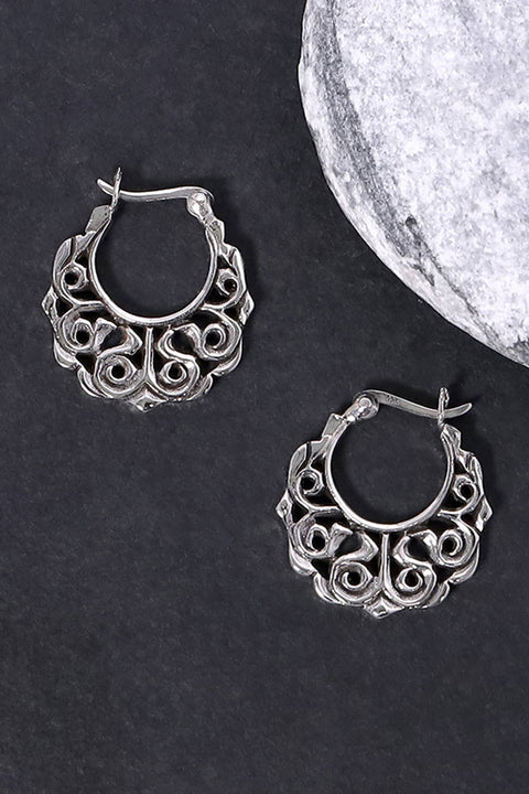 Sterling Silver Filigree Hoop Earrings - SS