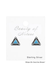 Sterling Silver Triangle Ear Studs With Epoxy - SS