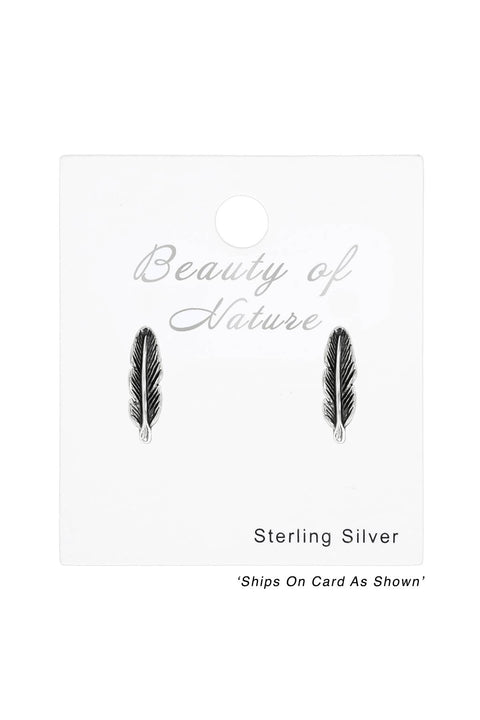 Sterling Silver Feather Ear Studs - SS