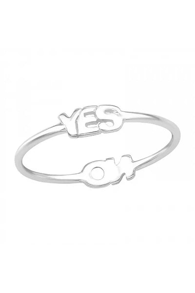 Sterling Silver "Yes" and "No" Band Ring - SS