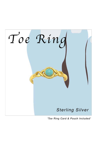 Sterling Silver Adjustable Toe Ring With Turquoise - VM