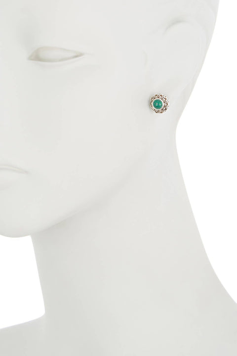 Sterling Silver Malachite Mandala Stud Earrings - SS