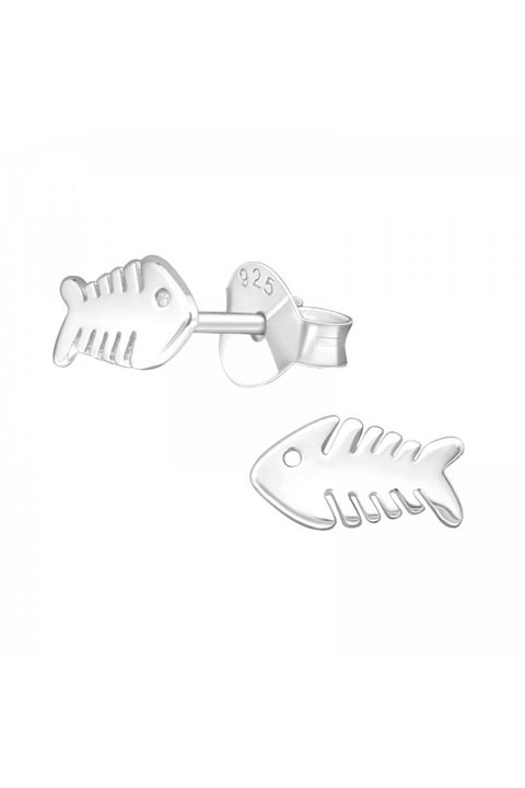 Sterling Silver Fishbone Ear Studs - SS