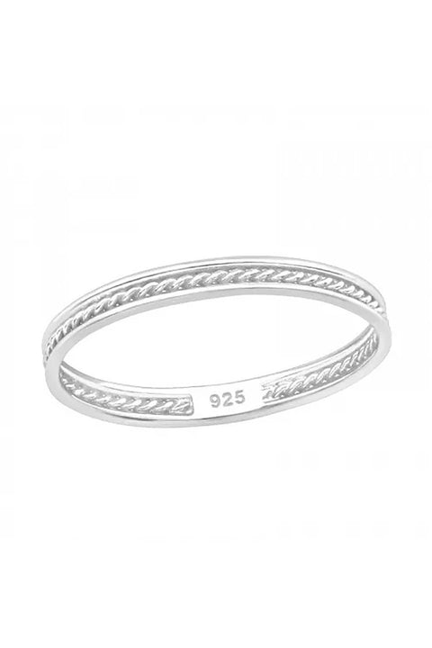 Sterling Silver Braided Rope Band Ring - SS