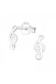 Sterling Silver Treble Clef Ear Studs - SS