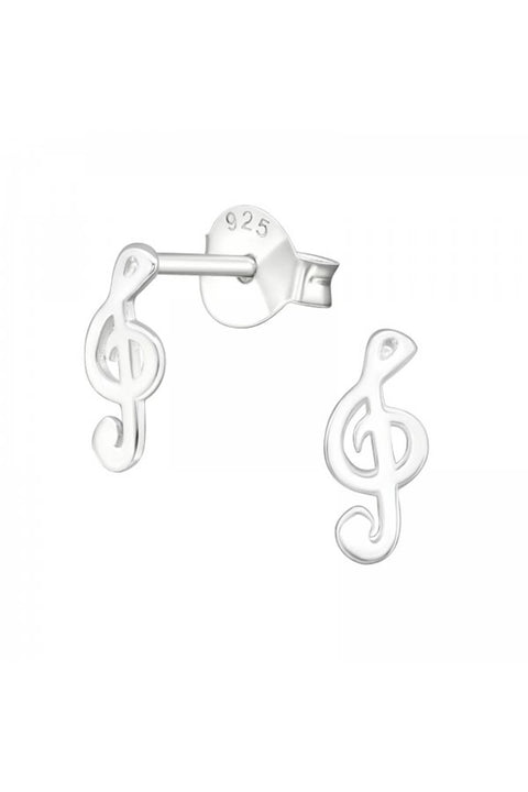Sterling Silver Treble Clef Ear Studs - SS