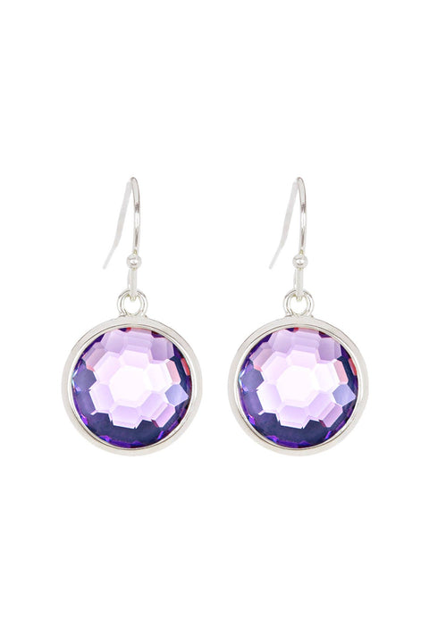 Lavender Crystal Round Earrings - SF