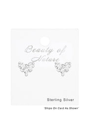 Sterling Silver Heart Ear Studs With Cubic Zirconia - SS