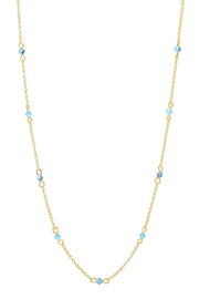 Blue Austrian Crystal Station Necklace - GF