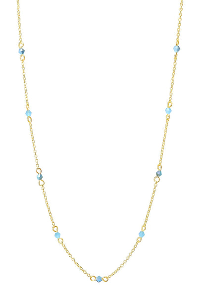 Blue Austrian Crystal Station Necklace - GF