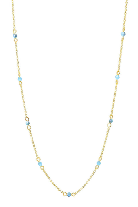 Blue Austrian Crystal Station Necklace - GF