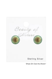 Sterling Silver Round Ear Studs With Pearl and Crystal - SS