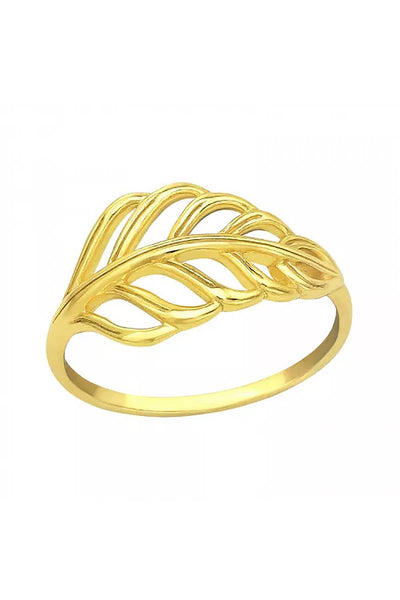 Sterling Silver Vermeil Open Leaf Ring - VM