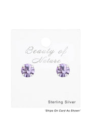 Sterling Silver Round 5mm Ear Studs With Crystal - SS