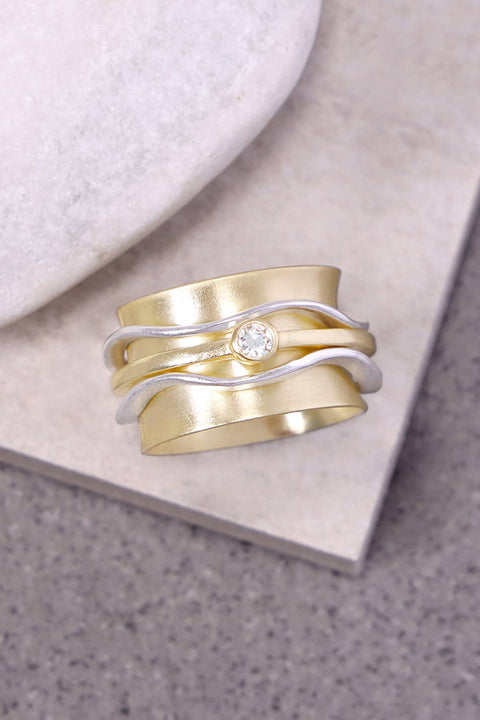 CZ & 14k Gold Plated Spinner Ring - GF