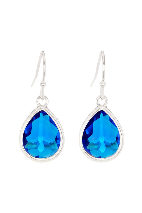 Swiss Blue Crystal Teardrop Earrings - SF
