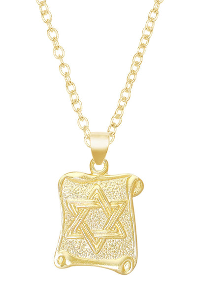 14k Gold Plated Star Of David Drop Pendant Necklace - GF