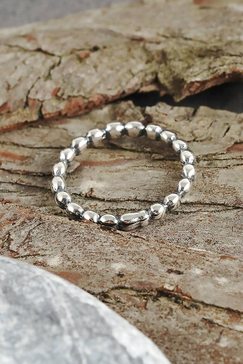 Beaded Infinity Band Ring In Silver - SF