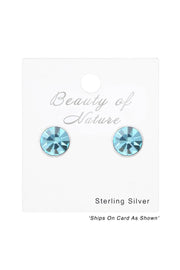 Sterling Silver Round 2mm Ear Studs With Crystals - SS
