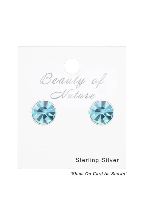 Sterling Silver Round 2mm Ear Studs With Crystals - SS