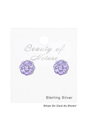 Sterling Silver Ball Ear Studs With Crystal - SS