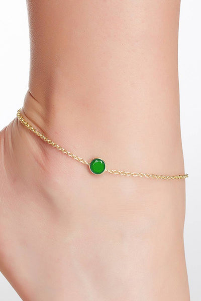 Green Chalcedony Crystal Briolette Anklet - GF