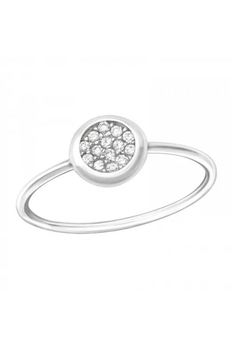 Sterling Silver Petite Round Ring With Micro Pave CZ - SS