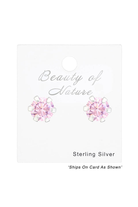 Sterling Silver Round 4mm Ear Studs With Cubic Zirconia - SS
