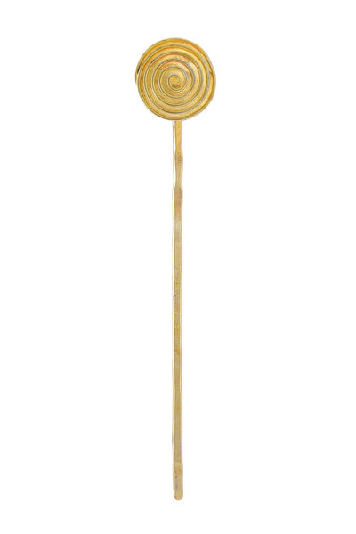 Spiral Disc Hair Stick In Natural Brass - BR