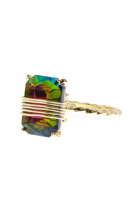 Aurora Borealis Crystal Rectangle Ring - GF