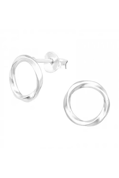 Sterling Silver Twisted Circle Ear Studs - SS