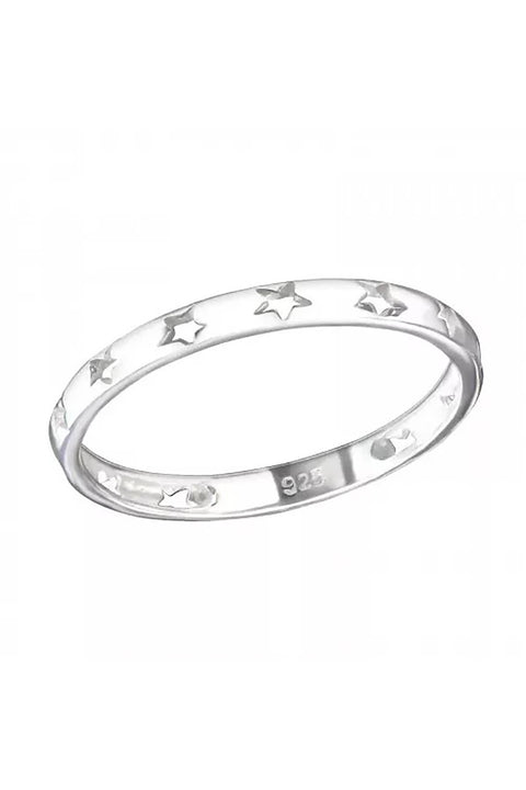 Sterling Silver Open Star Band Ring - SS