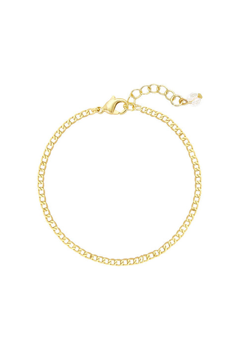 14k Gold Plated 2mm Curb Chain Bracelet - GP