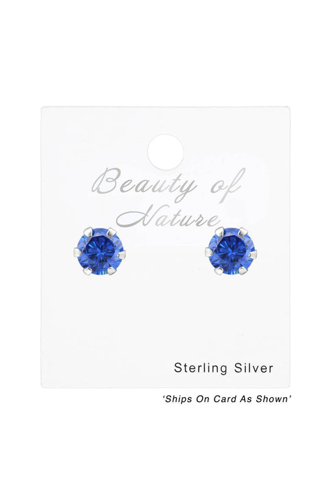 Sterling Silver Round 4mm Ear Studs With Cubic Zirconia - SS