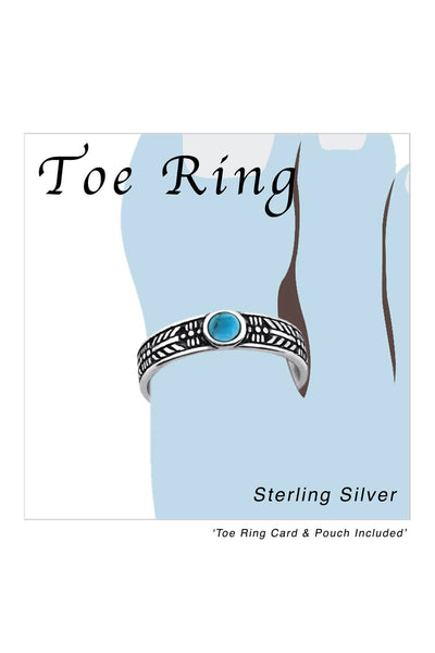 Sterling Silver Round Adjustable Toe Ring With Sodalite - SS