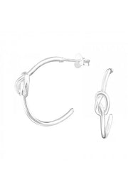 Sterling Silver Knot Half Hoop Ear Studs - SS