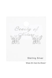 Sterling Silver Butterfly Ear Studs With Cubic Zirconia - SS